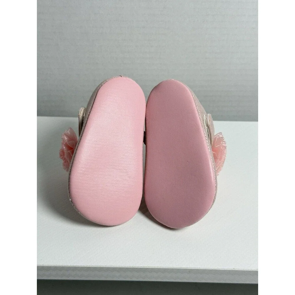 Pink Glitter Floral Infant Shoes 3/6 Months